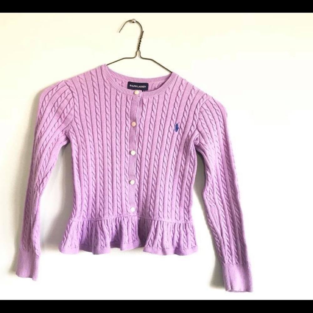 Ralph Lauren knit cardigan jacket lilac purple 6x